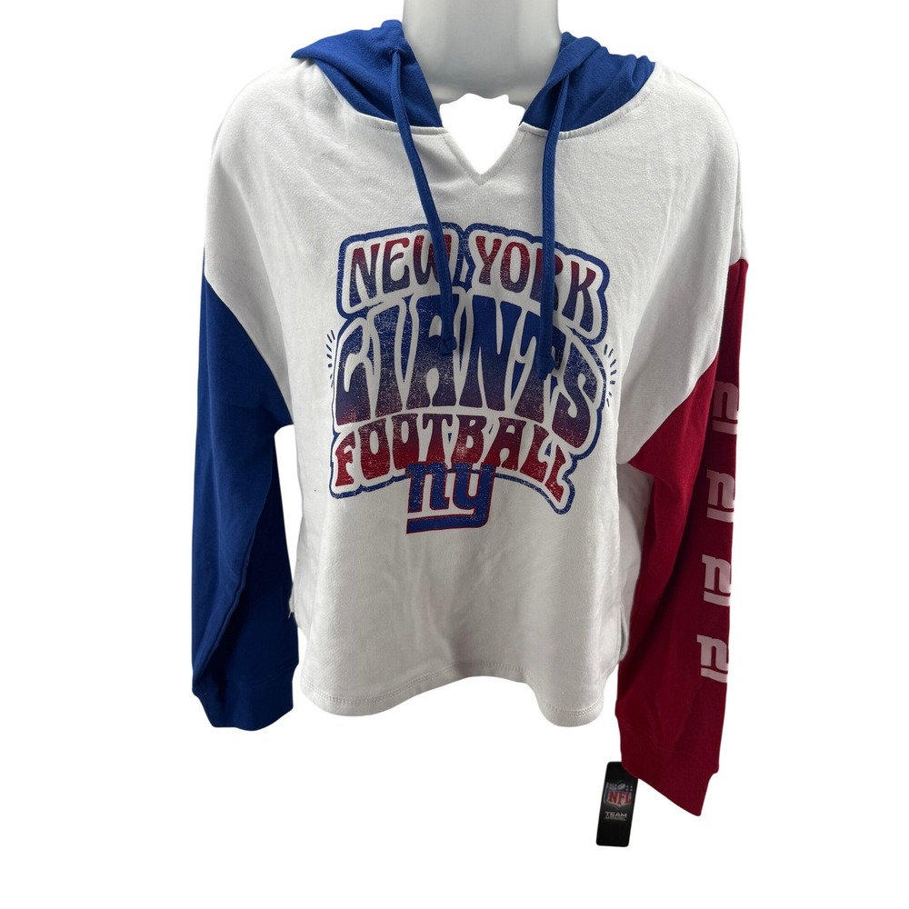 NFL‎ New York Giants  Womens Colorblock Cropped Hoodie Medium NEW